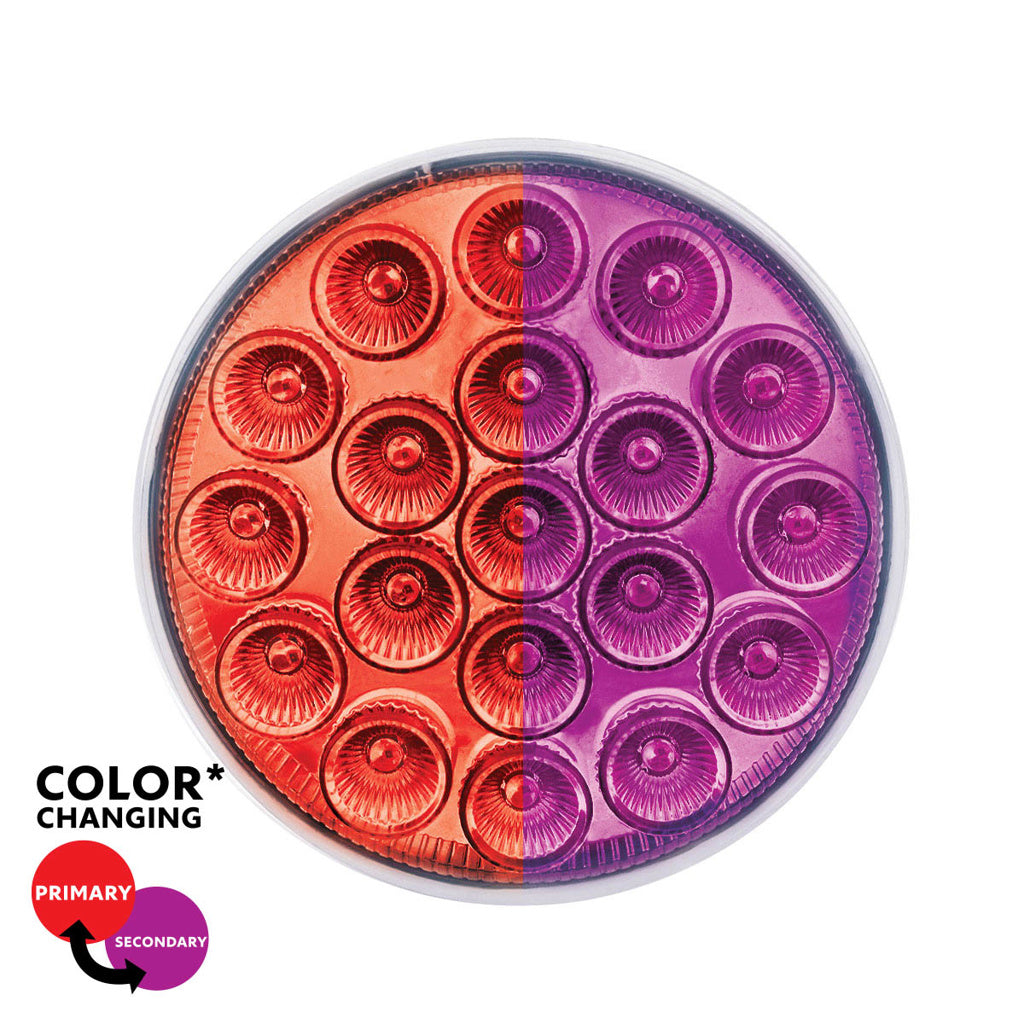 19 LED 4" Round Dual Color Red Stop Turn Taillight to Purple Auxiliary
