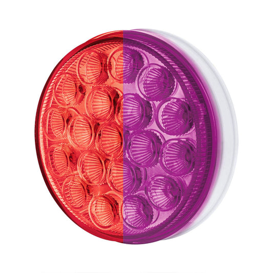 19 LED 4" Round Dual Color Red Stop Turn Taillight to Purple Auxiliary