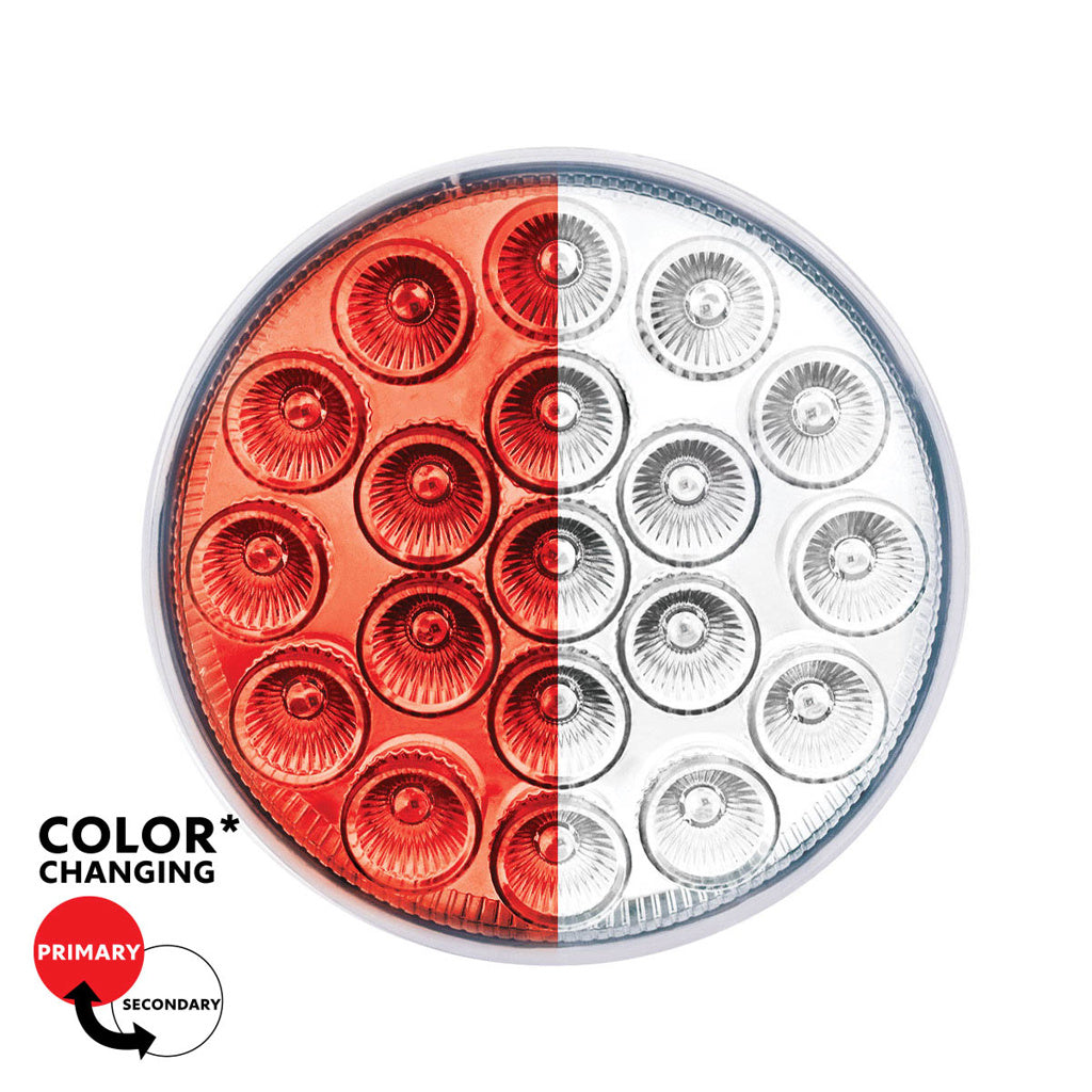 19 LED 4" Round Dual Color Red Stop Turn Taillight to White Auxiliary