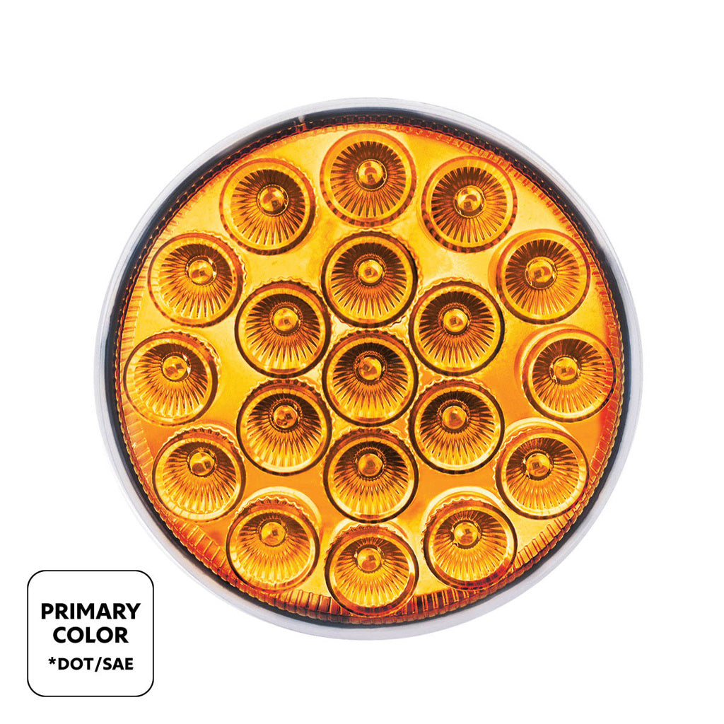 19 LED 4" Round Dual Color Amber Turn to White Auxiliary
