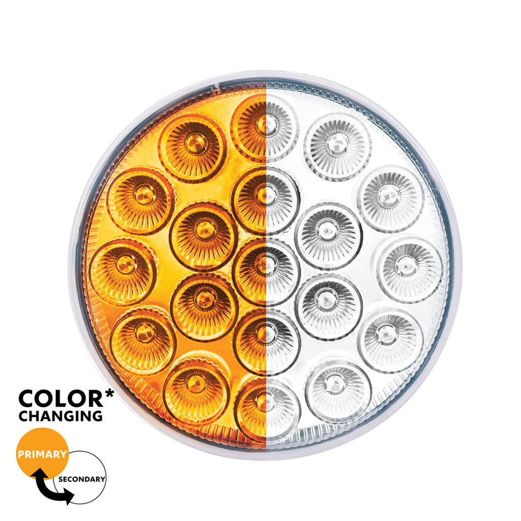 19 LED 4" Round Dual Color Amber Turn to White Auxiliary