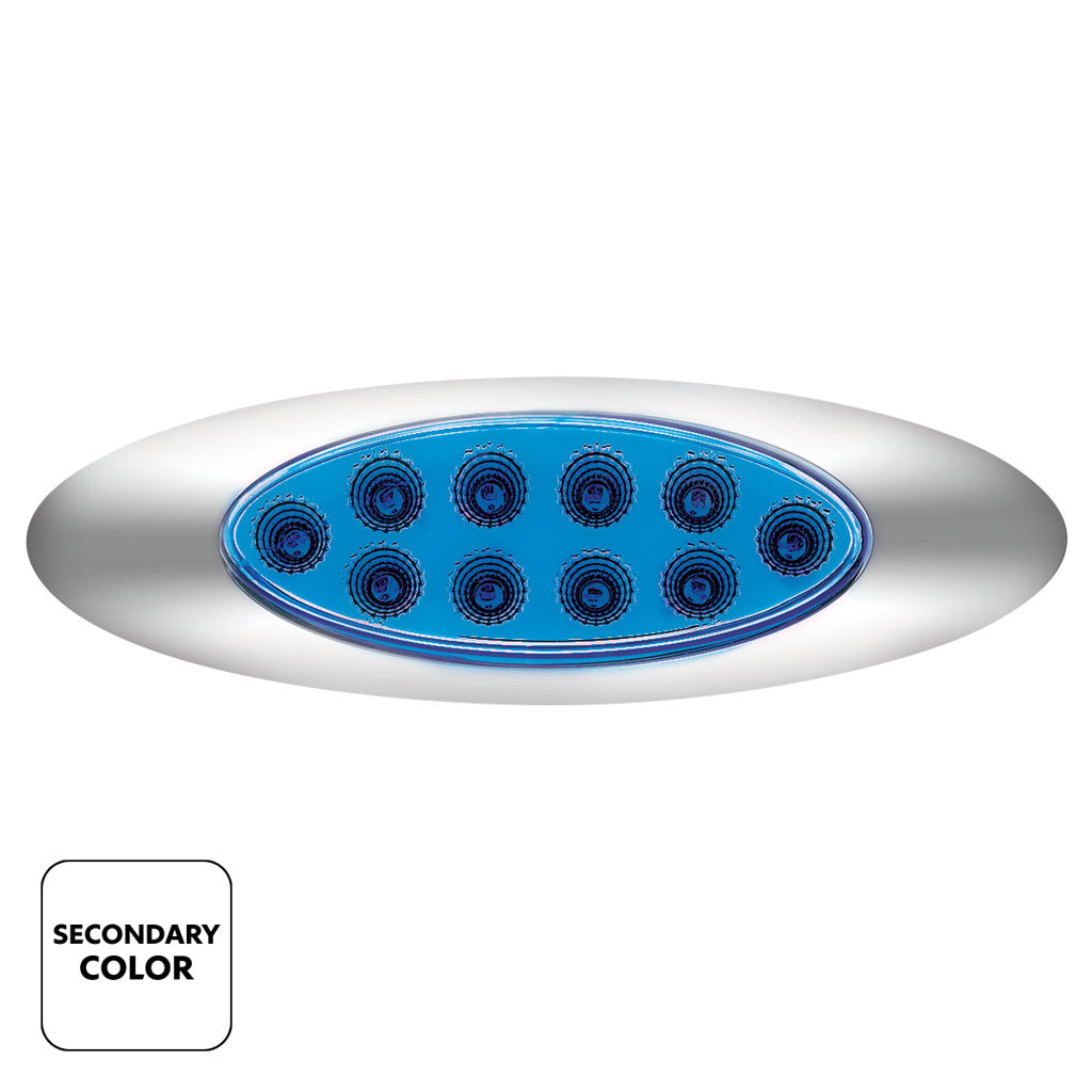 10 LED Oval Dual Color Amber Marker to Blue Auxiliary Light W/Clear Lens