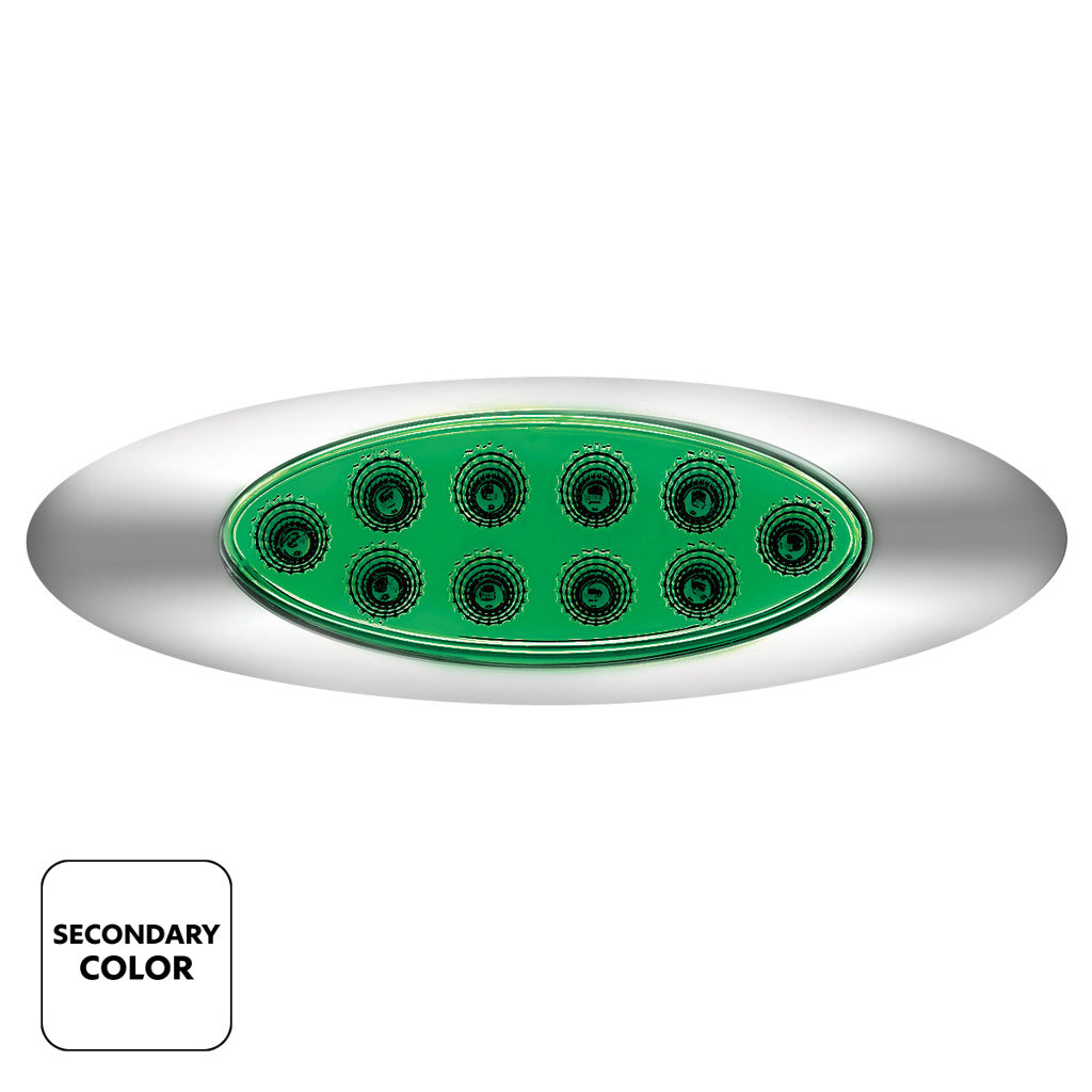 10 LED Oval Dual Color Amber Marker to Green Auxiliary Light W/Clear Lens