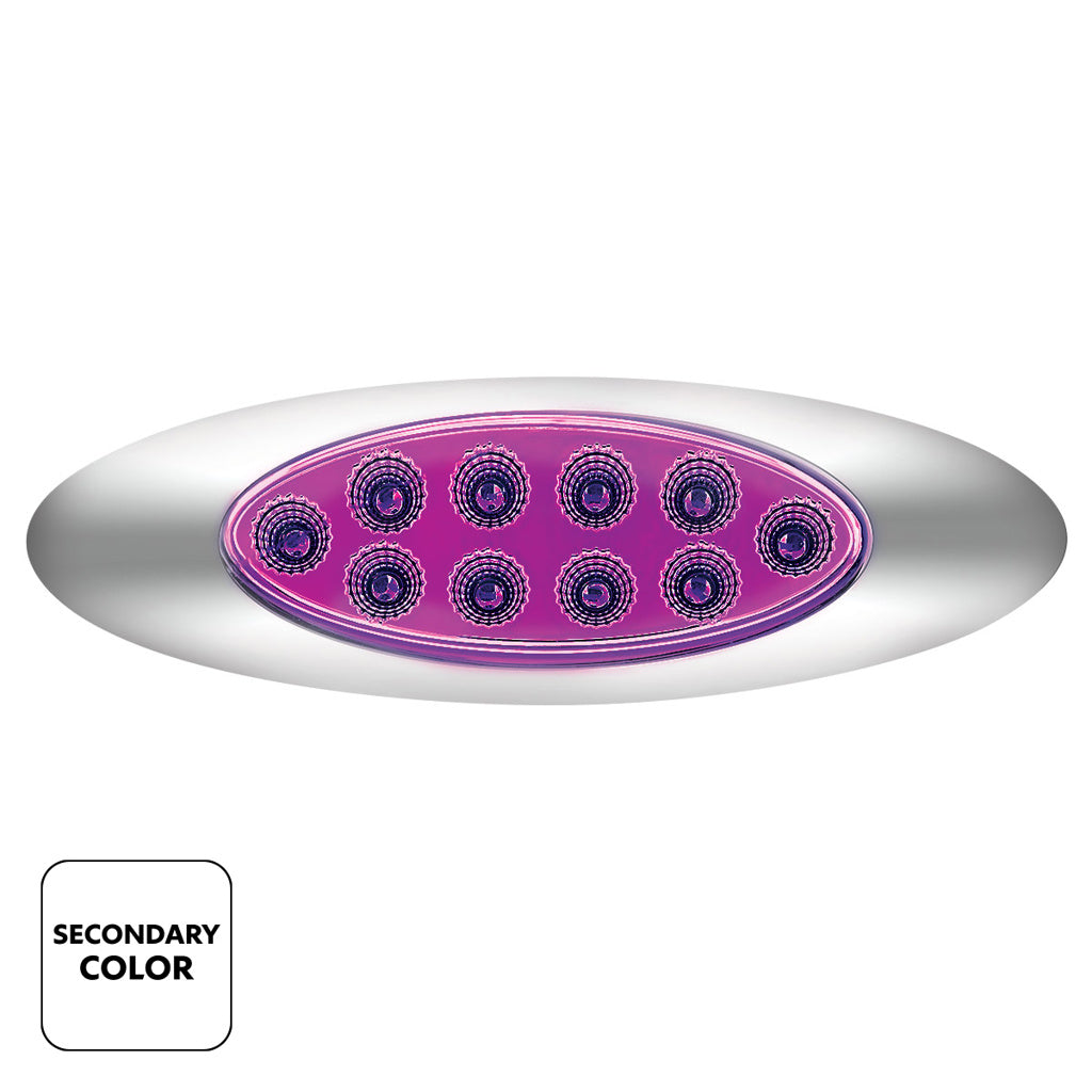 10 LED Oval Dual Color Amber Marker to Purple Auxiliary Light W/Clear Lens