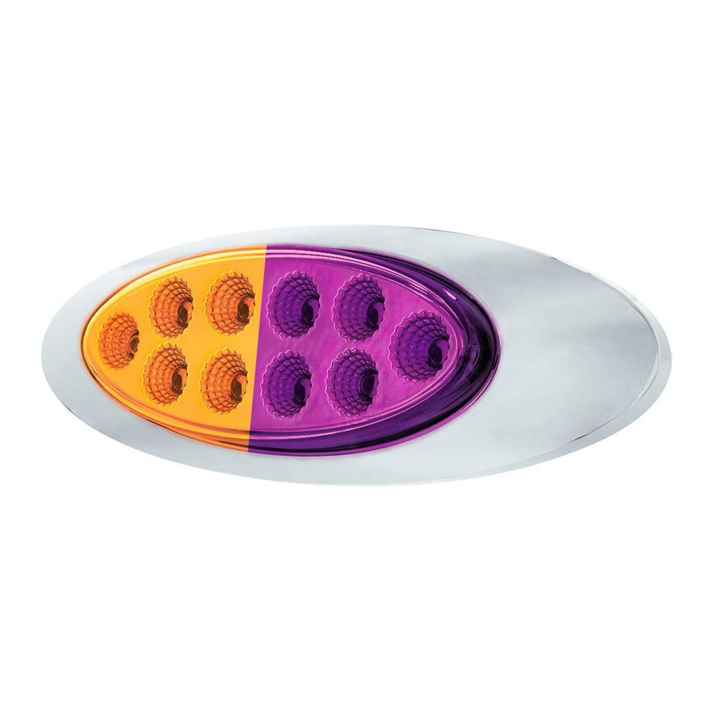 10 LED Oval Dual Color Amber Marker to Purple Auxiliary Light W/Clear Lens