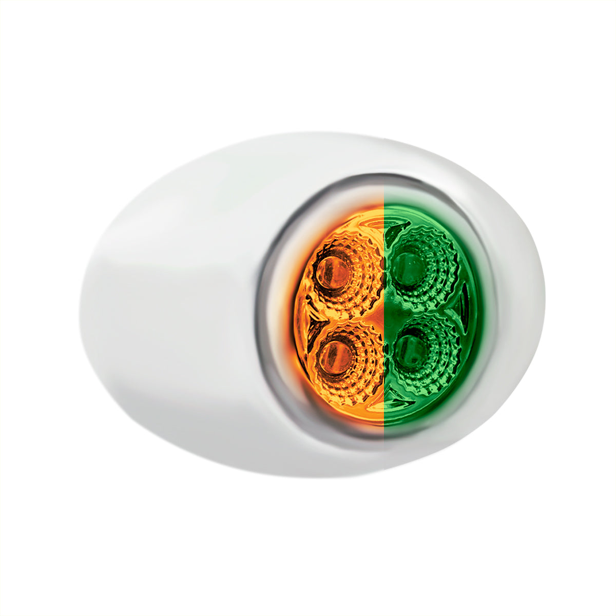 4 LED Mini Oval Dual Color Amber Marker to Green Auxiliary Light W/Clear Lens