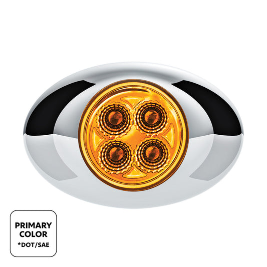4 LED Mini Oval Dual Color Amber Marker to Purple Auxiliary Light W/Clear Lens