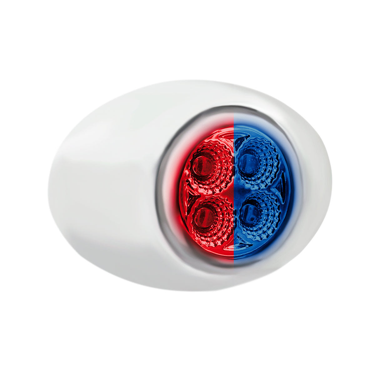 4 LED Mini Oval Dual Color Red Marker to Blue Auxiliary Light W/Clear Lens