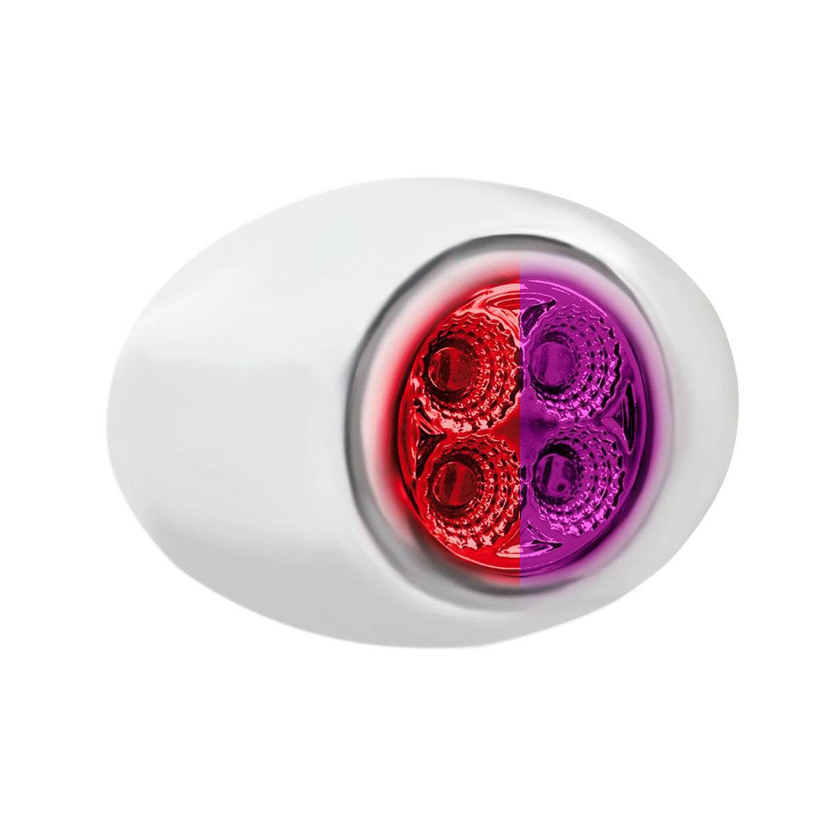 4 LED Mini Oval Dual Color Red Marker to Purple Auxiliary Light W/Clear Lens