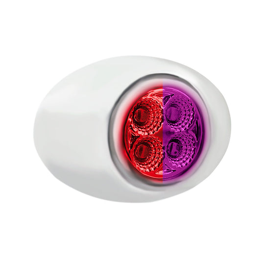 4 LED Mini Oval Dual Color Red Marker to Purple Auxiliary Light W/Clear Lens