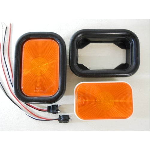 (2) Amber Incandescent Rectangle RV Truck Trailer Semi Park Turn Signal Light