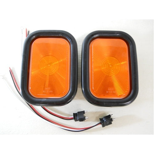 (2) Amber Incandescent Rectangle RV Truck Trailer Semi Park Turn Signal Light