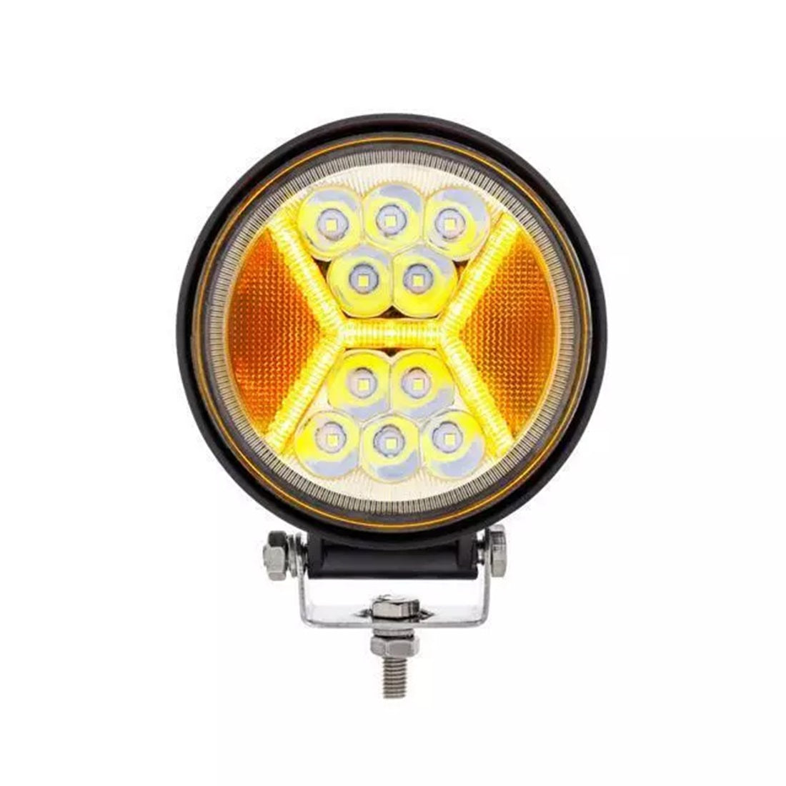 4.5" 24 LED High Power 5200 Lumen Off Road Light W/15 LED Amber "X" Light Guide