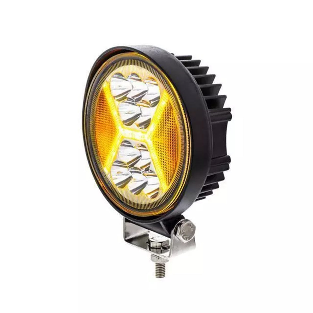 4.5" 24 LED High Power 5200 Lumen Off Road Light W/15 LED Amber "X" Light Guide