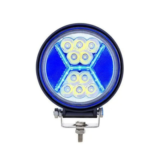4.5" 24 LED High Power 5200 Lumen Off Road Light W/15 LED Blue "X" Light Guide