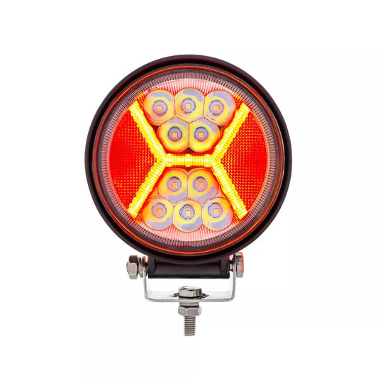 4.5" 24 LED High Power 5200 Lumen Off Road Light W/15 LED Red "X" Light Guide