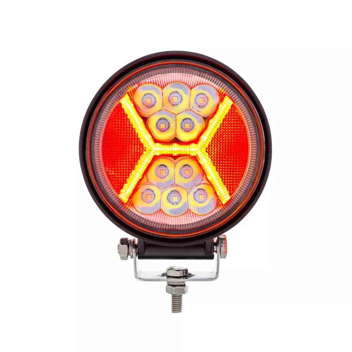 4.5" 24 LED High Power 5200 Lumen Off Road Light W/15 LED Red "X" Light Guide