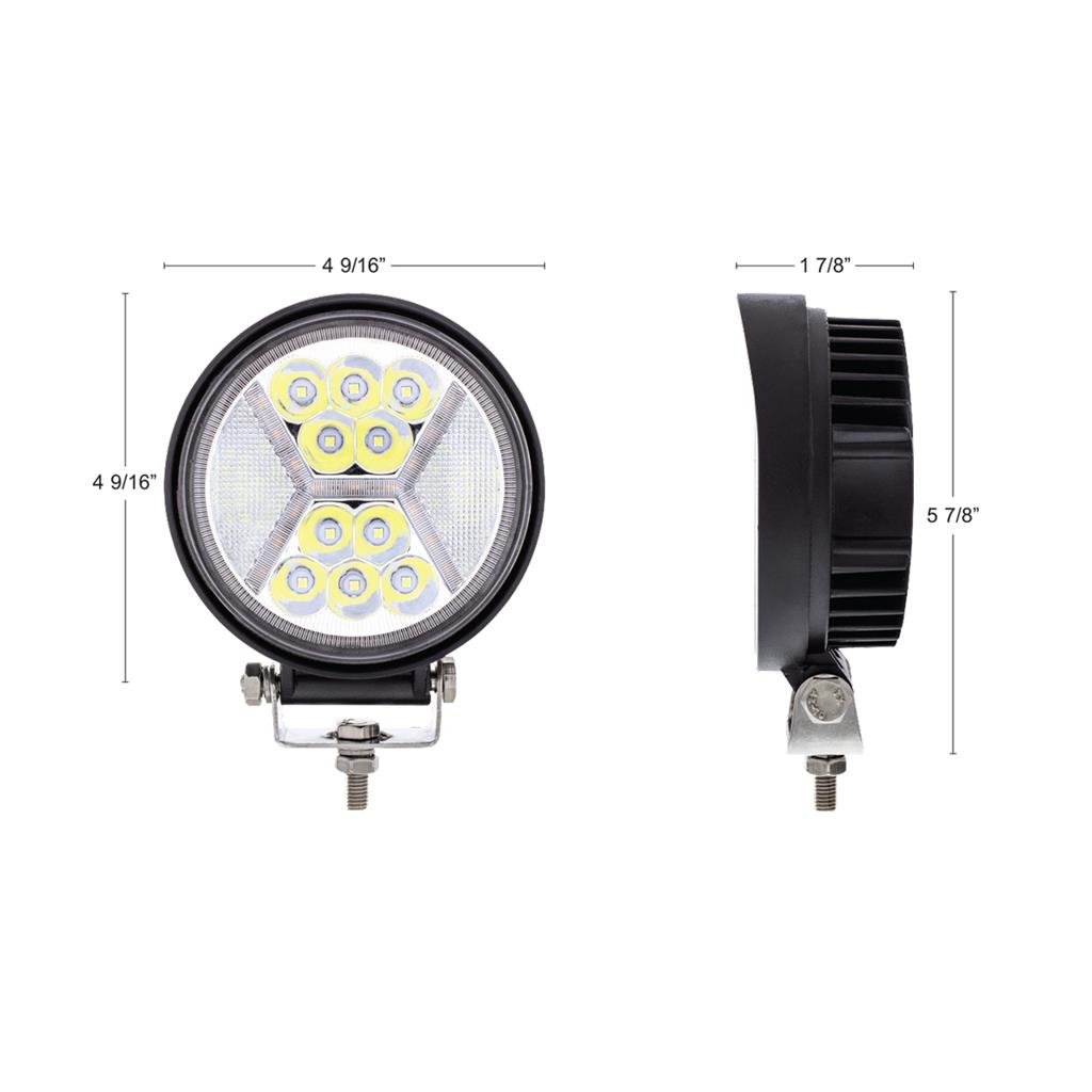 4.5" 24 LED High Power 5200 Lumen Off Road Light W/15 LED Amber "X" Light Guide