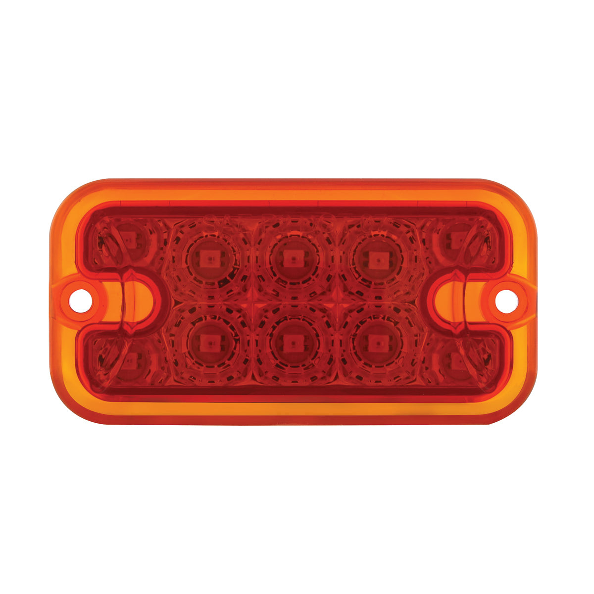 (1) 10 LED Dual Function Reflector Rectangular Light - Red LED/Red Lens