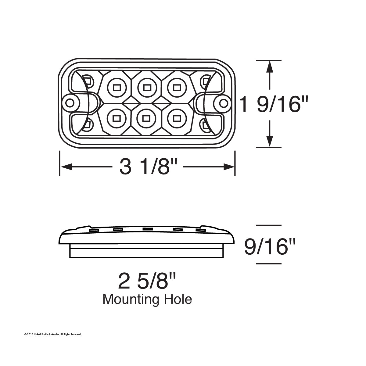 (1) 10 LED Dual Function Reflector Rectangular Light - Red LED/Red Lens