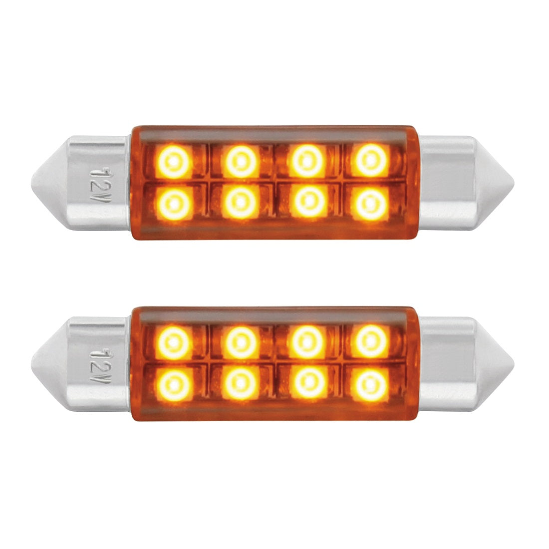 2 Pack Festoon Amber 8 SMD High Power LED 211-2 Light Bulb Interior Dome Light