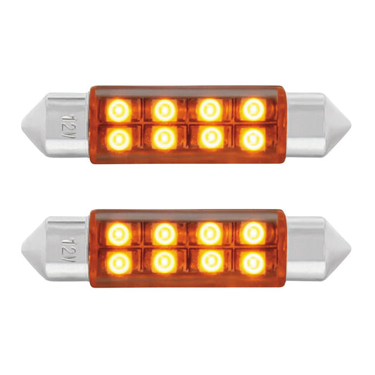 2 Pack Festoon Amber 8 SMD High Power LED 211-2 Light Bulb Interior Dome Light