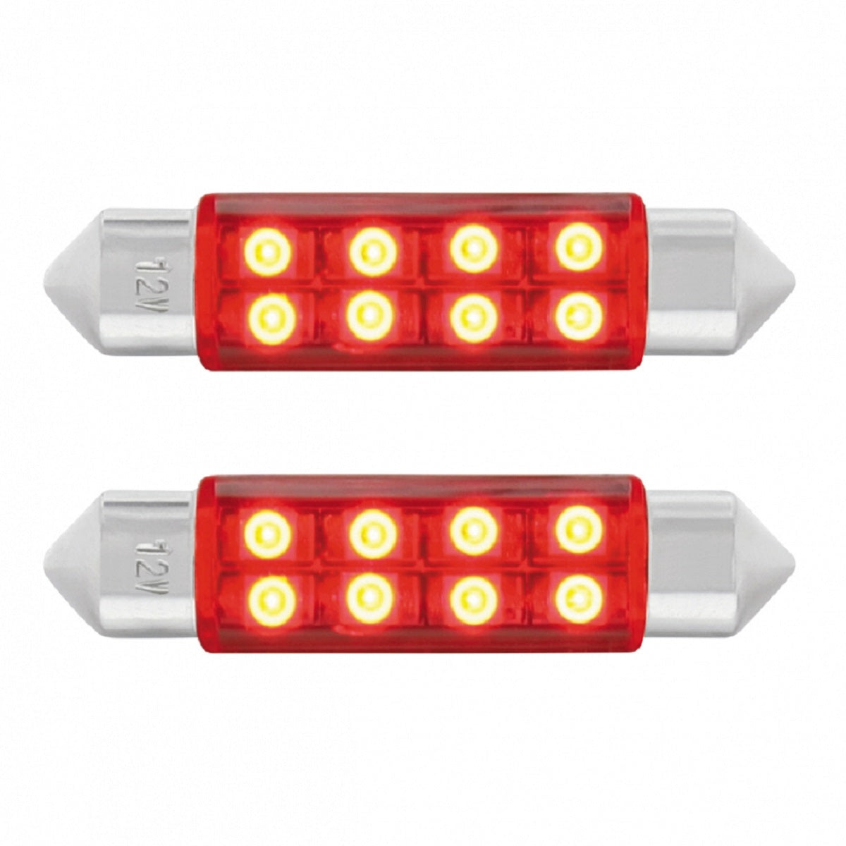 2 Pack Festoon Red 8 SMD High Power LED 211-2 Light Bulb Interior Dome Light