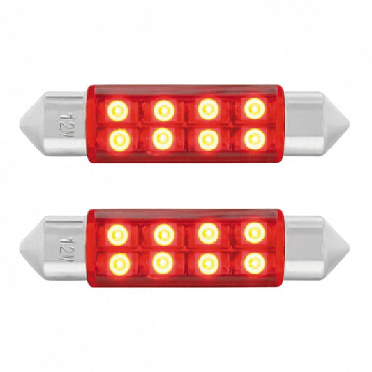 2 Pack Festoon Red 8 SMD High Power LED 211-2 Light Bulb Interior Dome Light