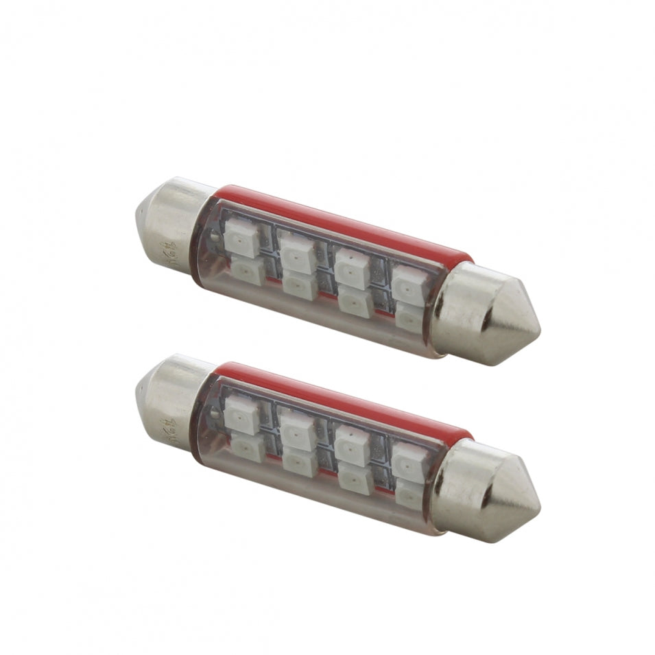 2 Pack Festoon Red 8 SMD High Power LED 211-2 Light Bulb Interior Dome Light