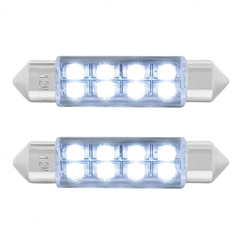 2 Pack Festoon White 8 SMD High Power LED 211-2 Light Bulb Interior Dome Light