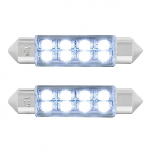 2 Pack Festoon White 8 SMD High Power LED 211-2 Light Bulb Interior Dome Light