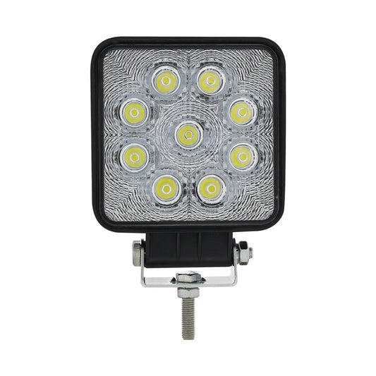 9 LED Work/Spotlight High Power 4-1/4" Square 3-Watt Diodes 1400 Lumens 10V-24V