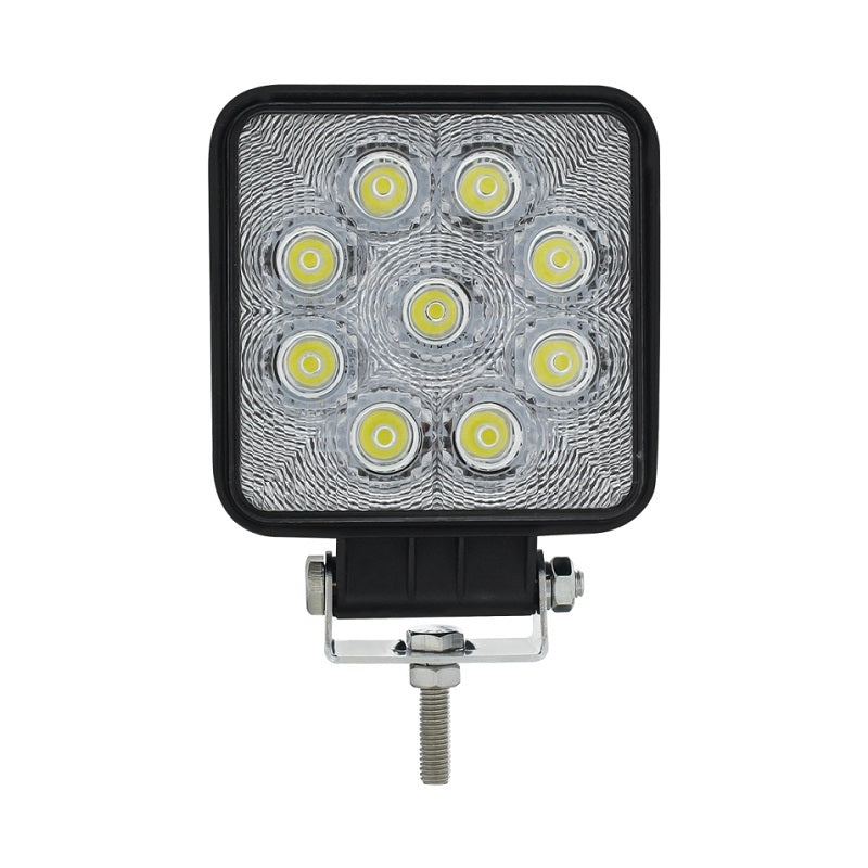 9 LED Work/Spotlight High Power 4-1/4" Square 3-Watt Diodes 1400 Lumens 10V-24V