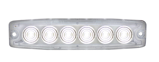 6 High Power LED Super Thin Warning Light - White LED/Clear Lens