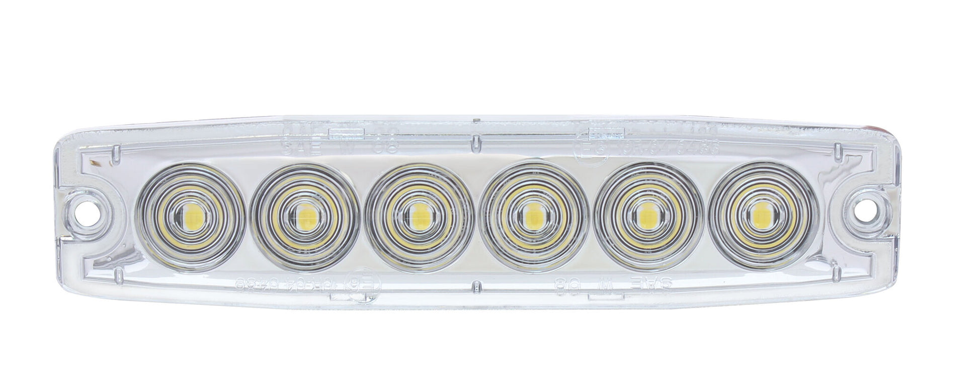 6 High Power LED Super Thin Warning Light - White LED/Clear Lens