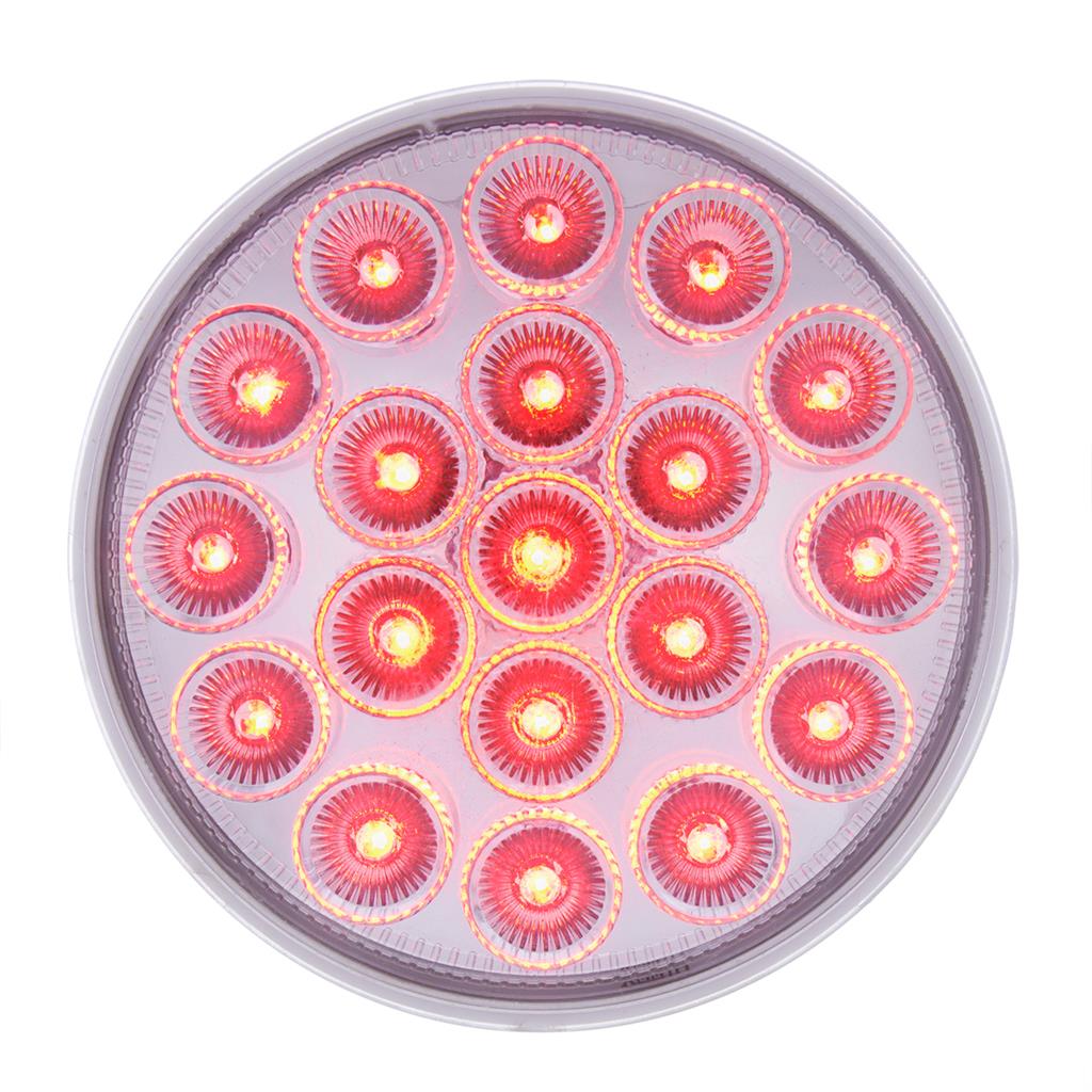 19 LED 4" Round Red Dual Color (Stop, Turn, Tail) W/Amber Strobe Warning Light