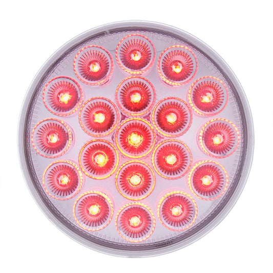 19 LED 4" Round Red Dual Color (Stop, Turn, Tail) W/Amber Strobe Warning Light
