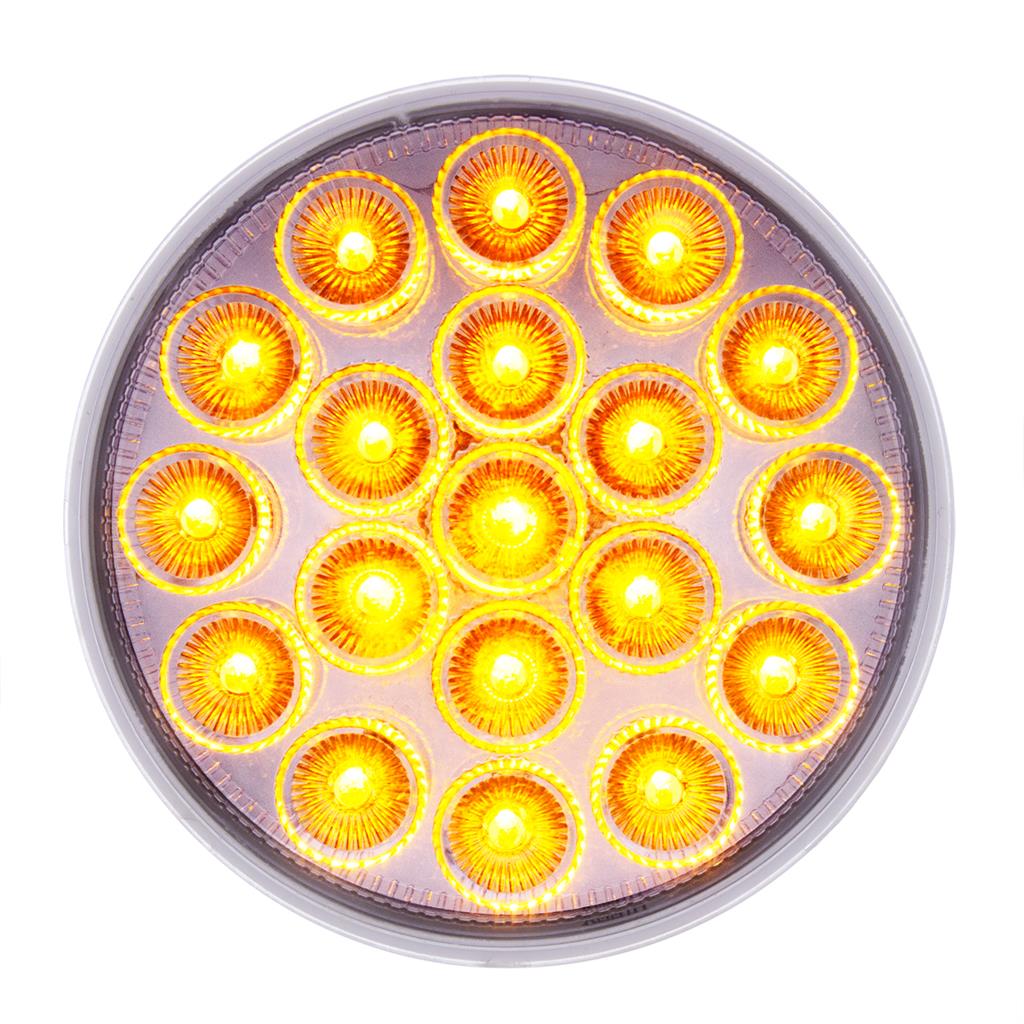 19 LED 4" Round Red Dual Color (Stop, Turn, Tail) W/Amber Strobe Warning Light