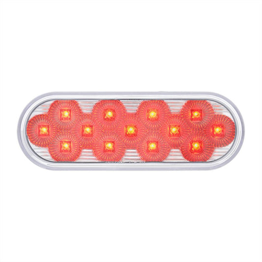 19 LED 6" Oval Red Dual Color (Stop, Turn, Tail) W/Amber Strobe Warning Light