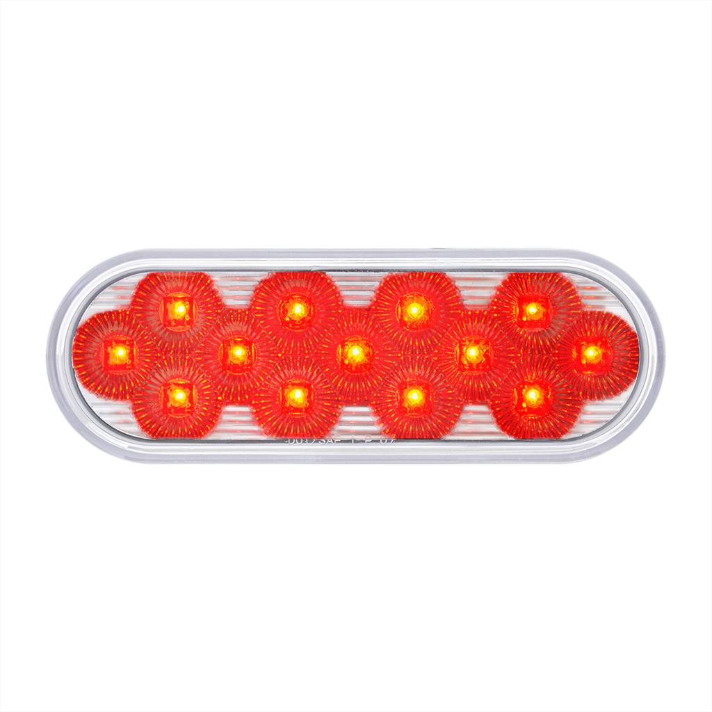 19 LED 6" Oval Red Dual Color (Stop, Turn, Tail) W/Amber Strobe Warning Light