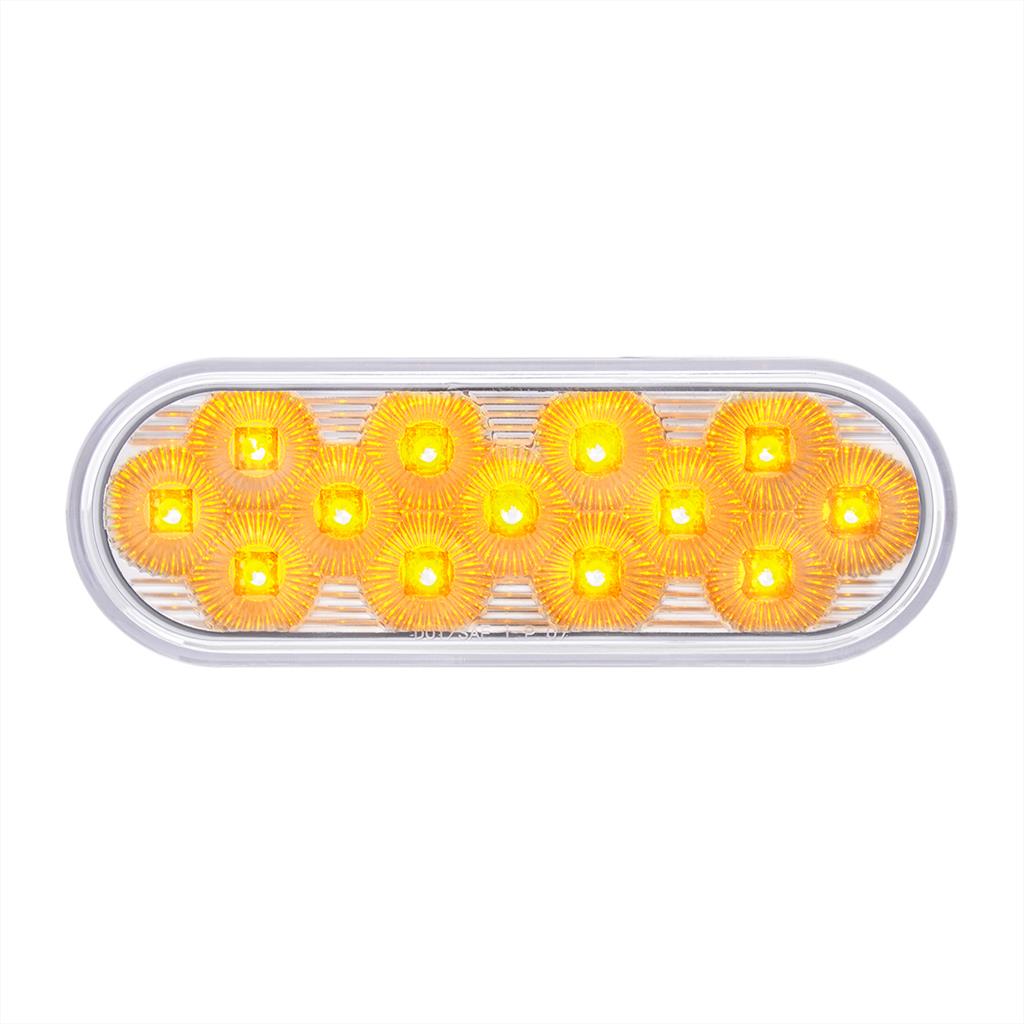 19 LED 6" Oval Red Dual Color (Stop, Turn, Tail) W/Amber Strobe Warning Light