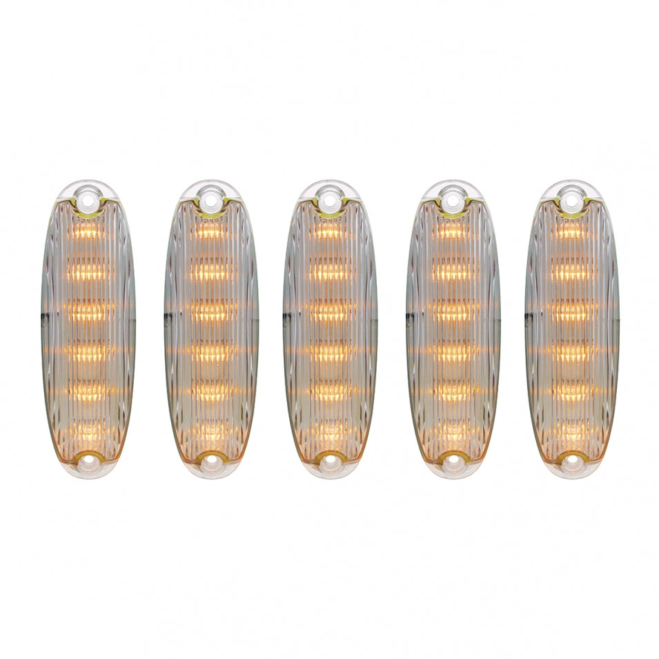 6 LED Cab Lights for 2008-2017 Freightliner Cascadia - Amber LED/Clear Lens