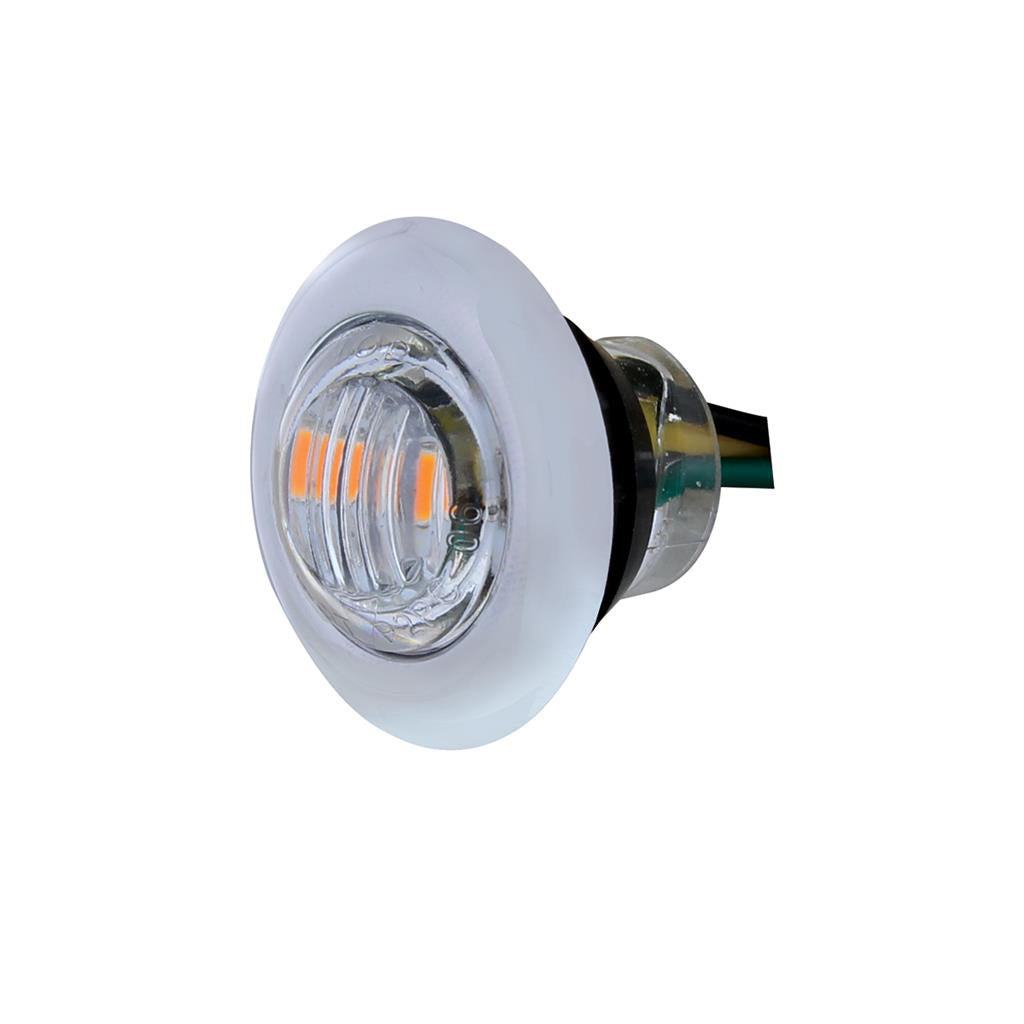 3/4" Round Combo Amber / Red LED Clearance Marker Light / Stainless Steel Bezel