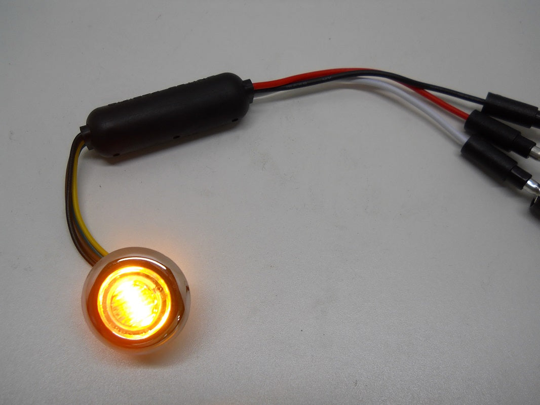 3/4" Round Combo Amber / Red LED Clearance Marker Light / Stainless Steel Bezel