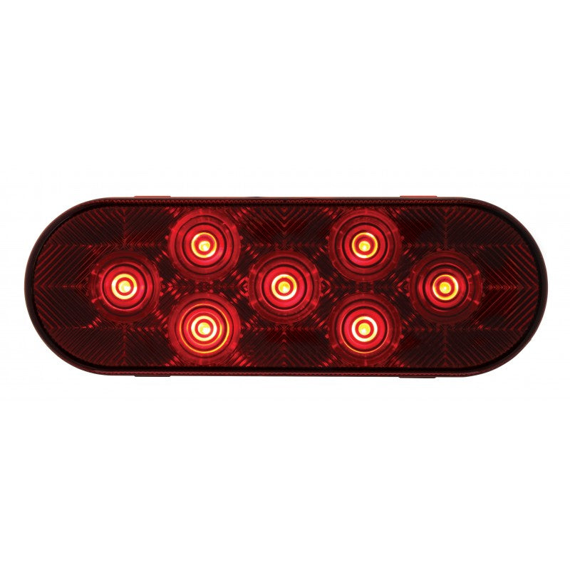 (2) 6" Oval Red 7 LED Trailer Truck Brake Stop Turn Tail Lights / Grommets