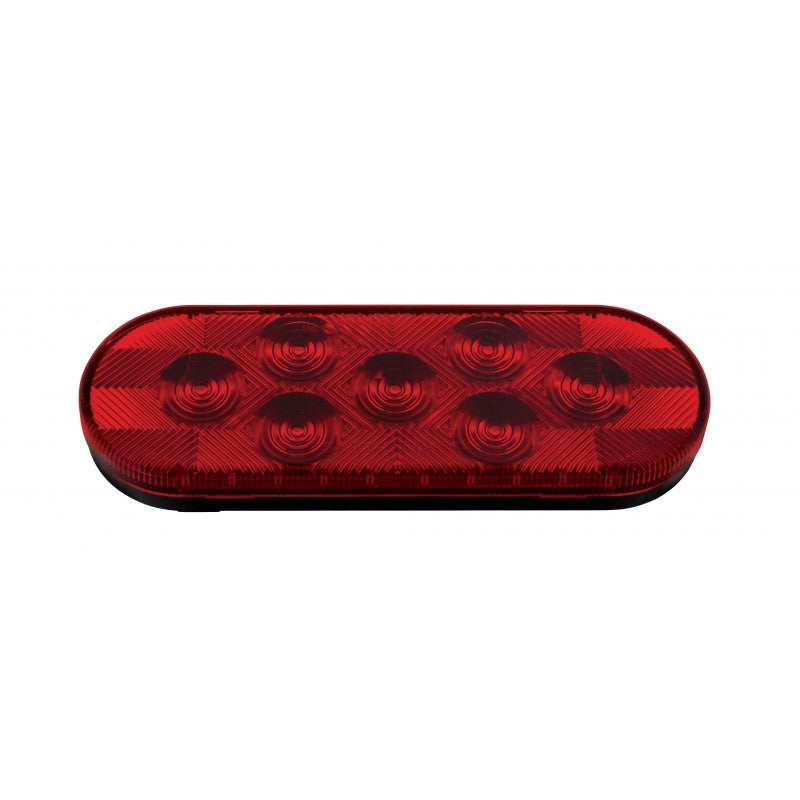 (2) 6" Oval Red 7 LED Trailer Truck Brake Stop Turn Tail Lights / Grommets