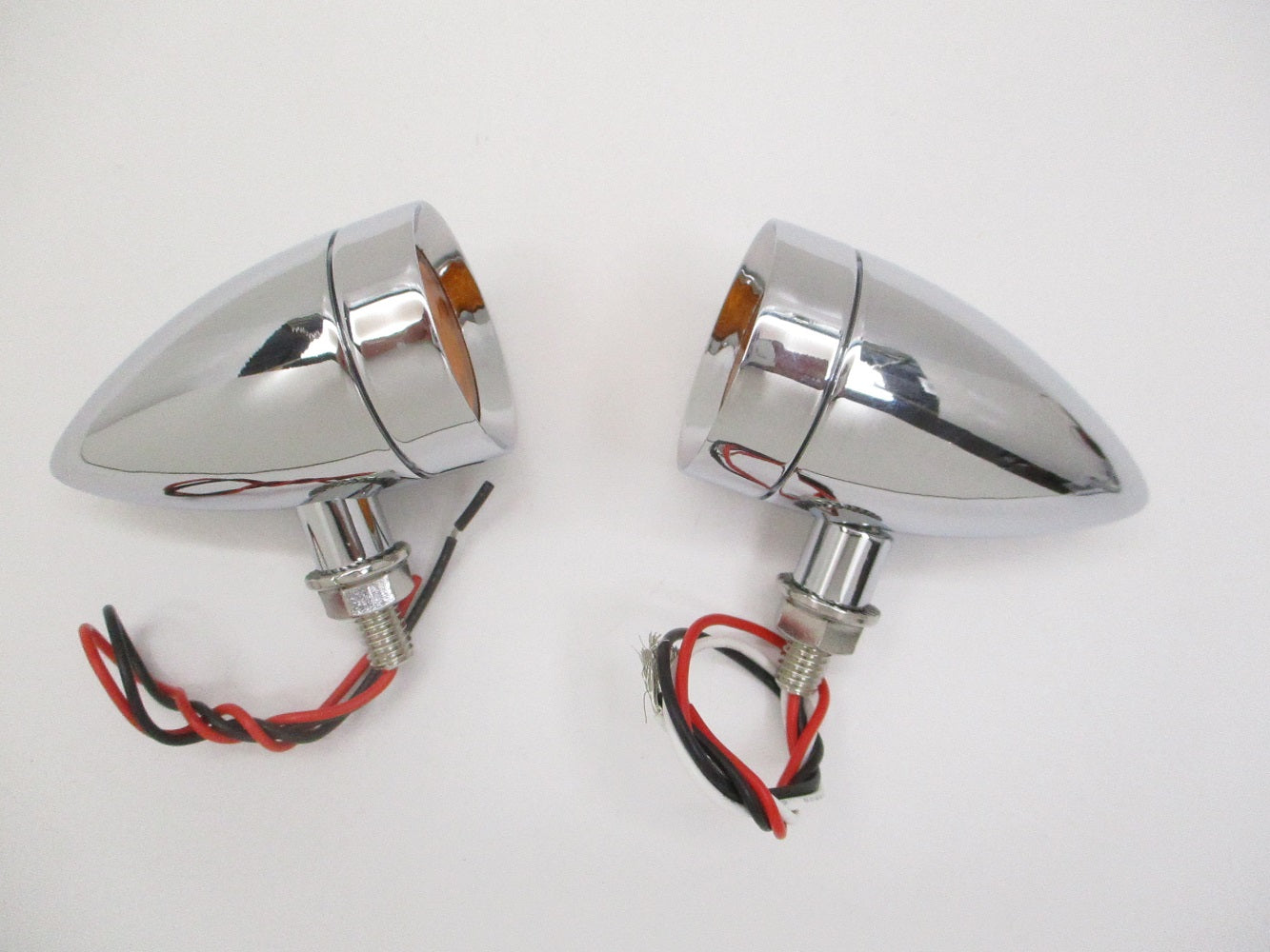 (2) Chrome Metal Bullet 9 LED Amber Harley Bike Motorcycle Turn Signal Lights