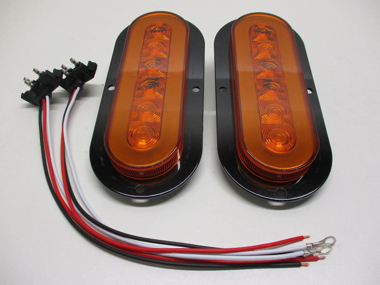 Halo Amber LED 6" Oval Trailer Truck Parking Turn Signal Lights / Flange Mount