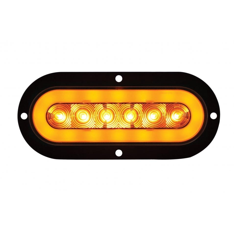 Halo Amber LED 6" Oval Trailer Truck Parking Turn Signal Lights / Flange Mount