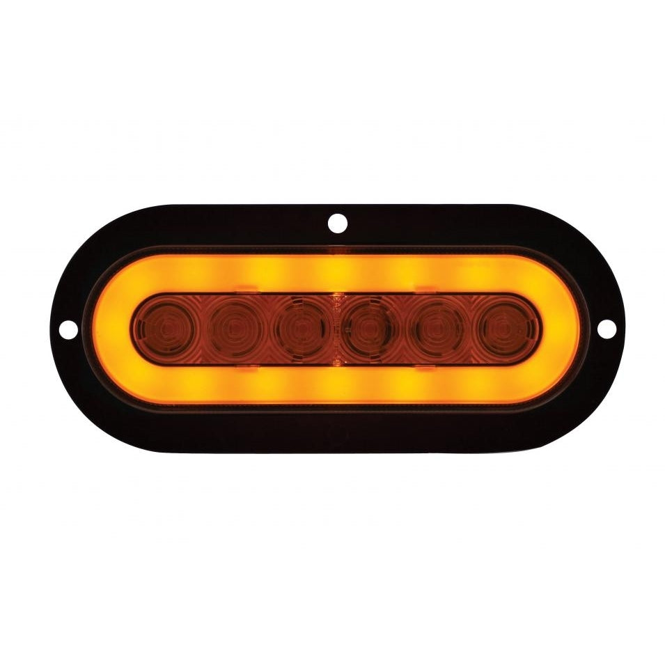 Halo Amber LED 6" Oval Trailer Truck Parking Turn Signal Lights / Flange Mount